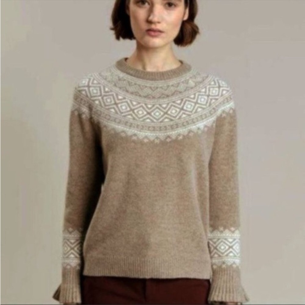 22. J.Crew Fair Isle Nordic Ruffle Sleeve Merino Sweater #22.